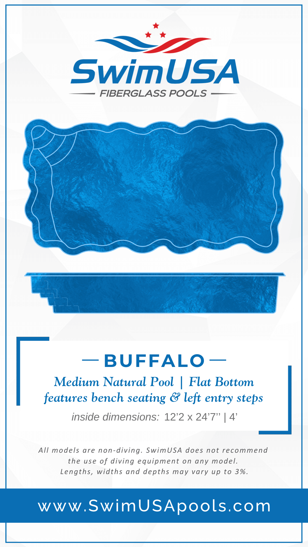 2025 Buffalo Model Card hudson large freeform fiberglass swimming pool
