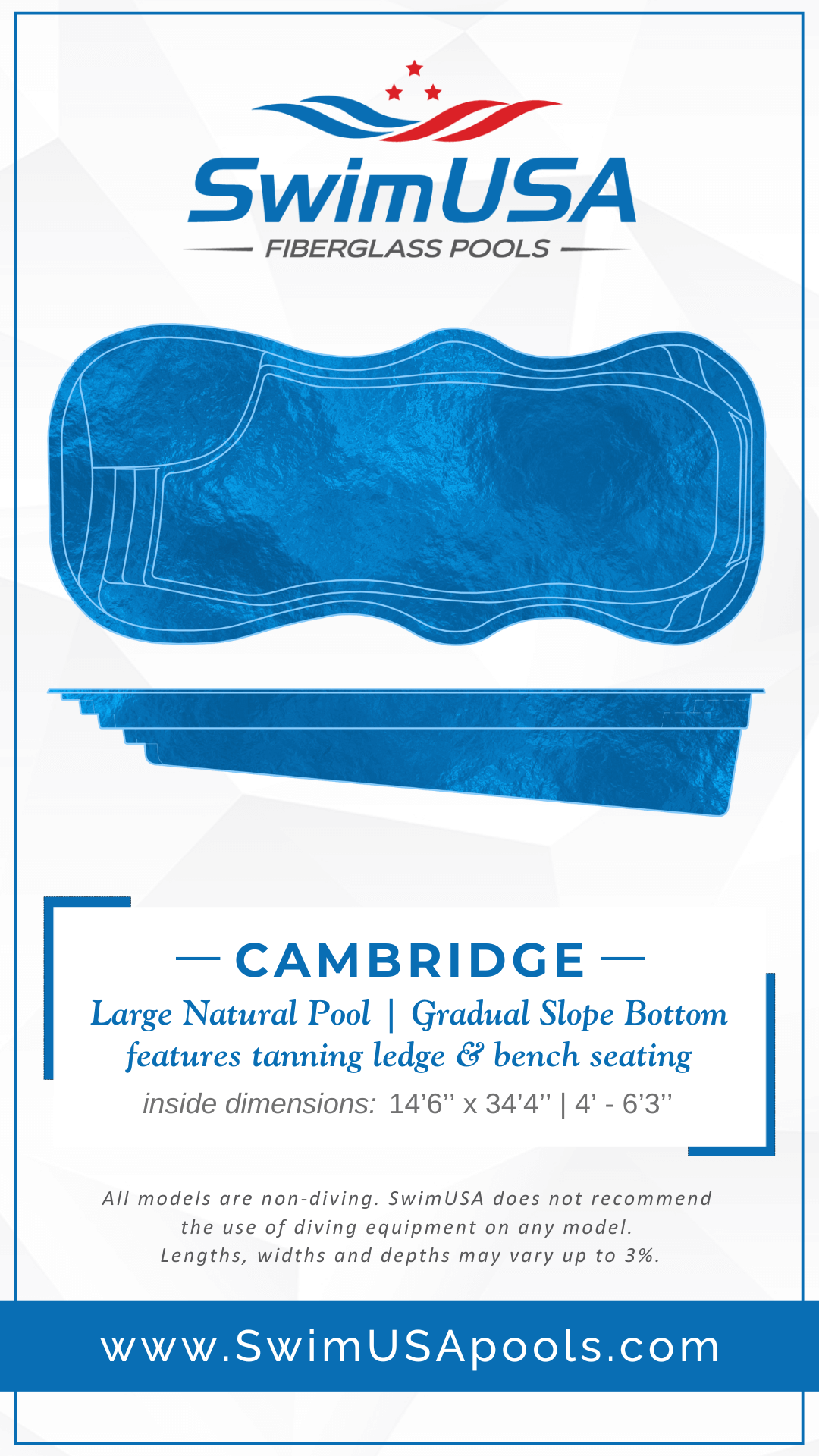 2025 Cambridge Model Card hudson large freeform fiberglass swimming pool