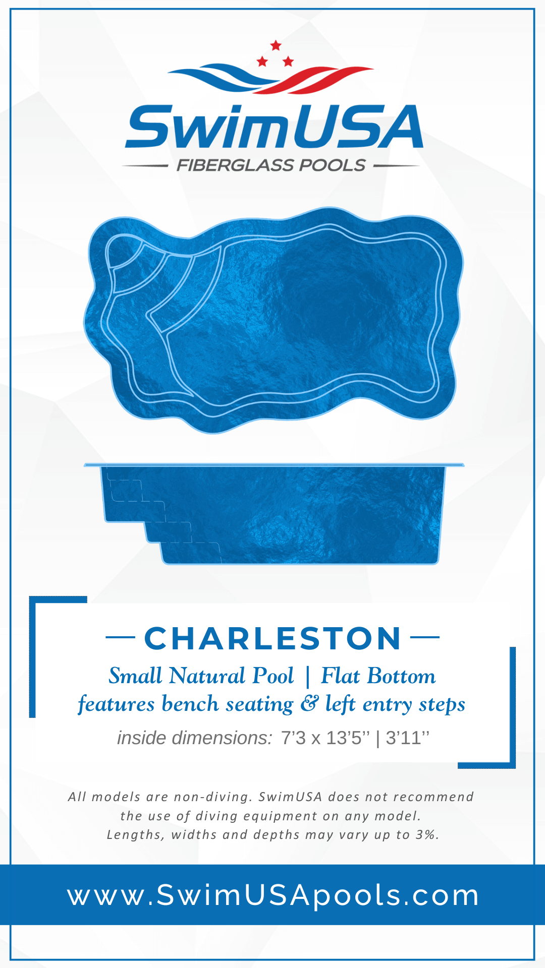 2025 Charleston Model Cards hudson large freeform fiberglass swimming pool