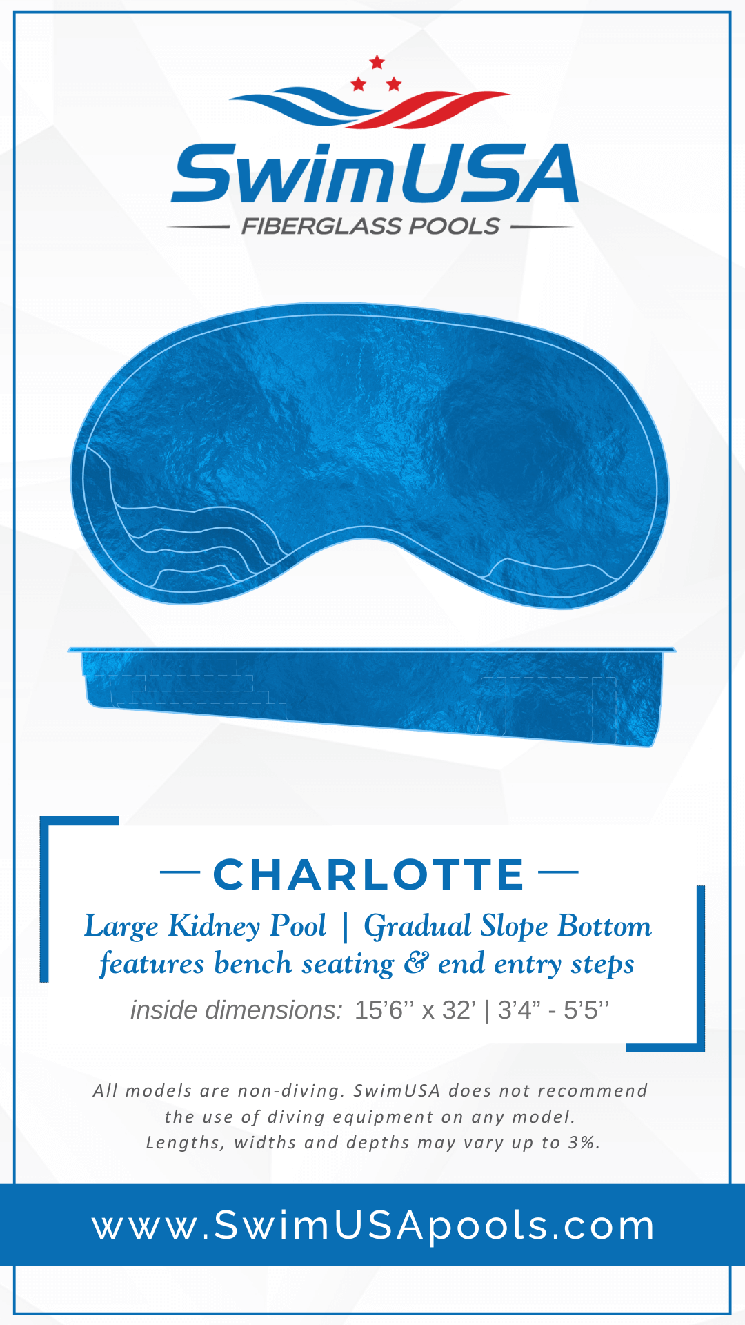 2025 Charlotte Model Card hudson large freeform fiberglass swimming pool