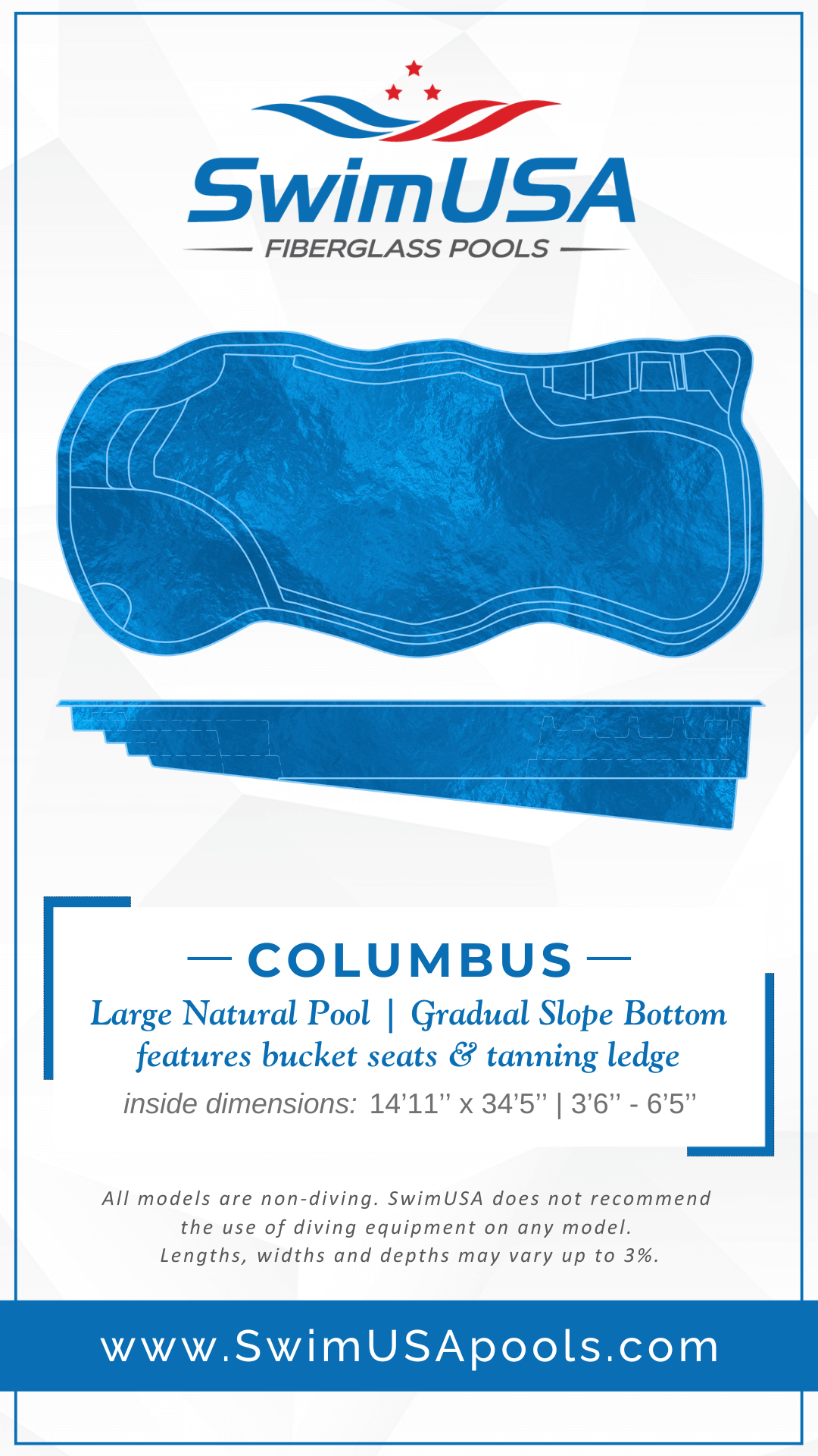 2025 Columbus Model Card hudson large freeform fiberglass swimming pool