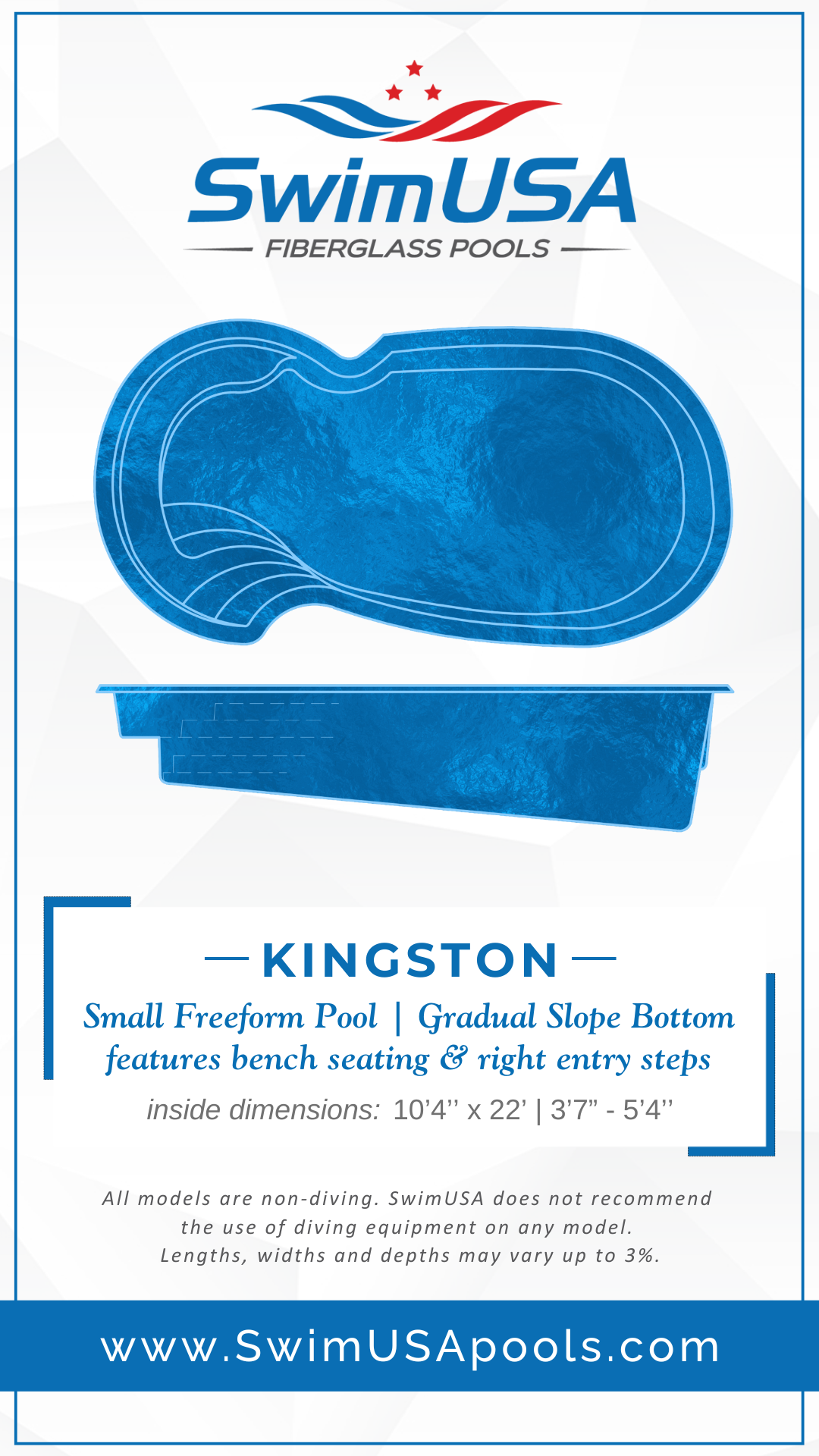 2025 Kingston Model Card hudson large freeform fiberglass swimming pool