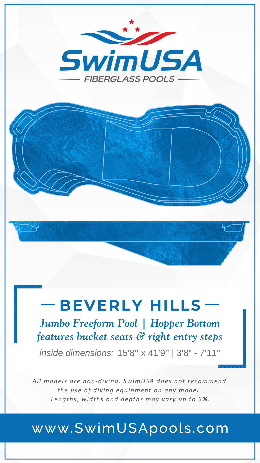 2025 Beverly Hills Model Card hudson large freeform fiberglass swimming pool