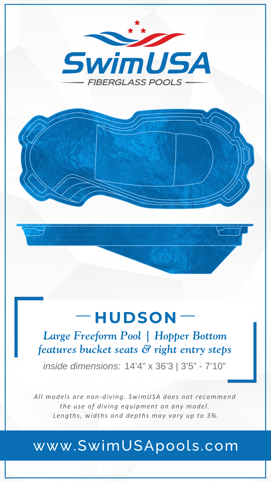 2025 Hudson Model Card hudson large freeform fiberglass swimming pool