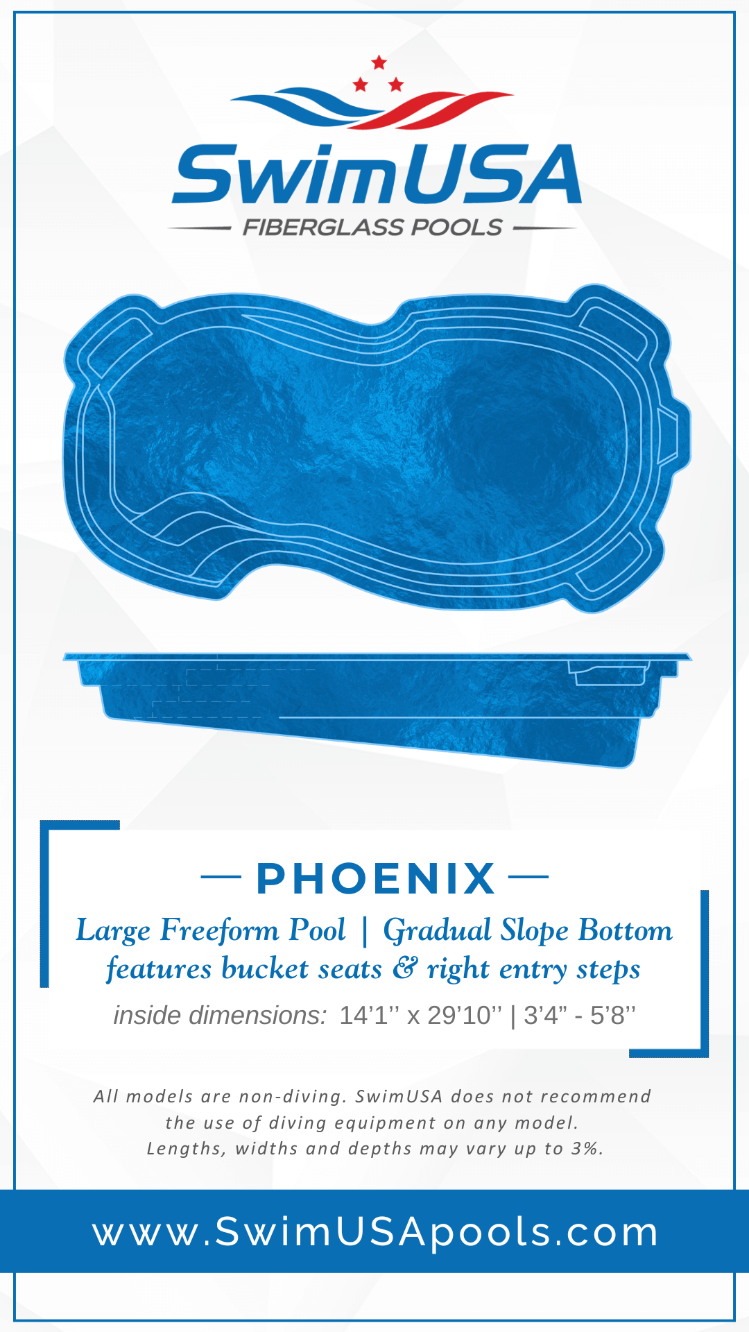 2025 Phoenix Model Card hudson large freeform fiberglass swimming pool