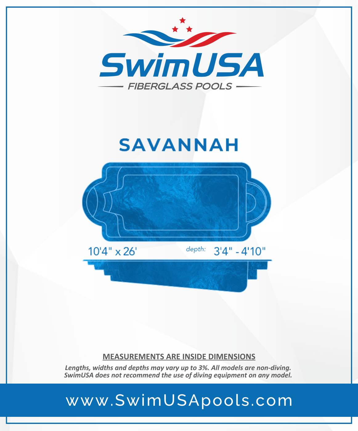 Savannah small inground classic roman fiberglass swimming pool